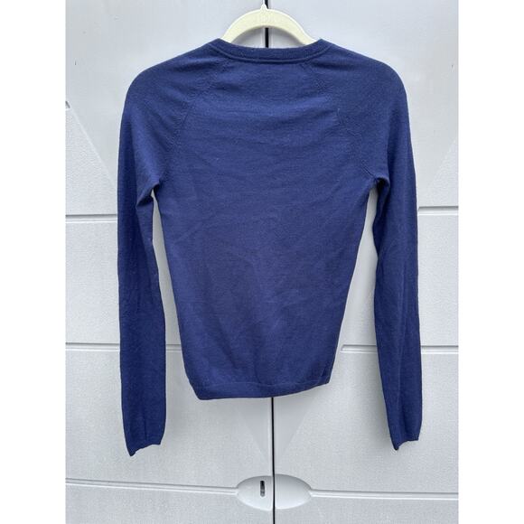 Theory Cashmere Henley Cashmere Sweater Sz S Slim Fit Navy Blue Minimalist READ - Picture 8 of 15